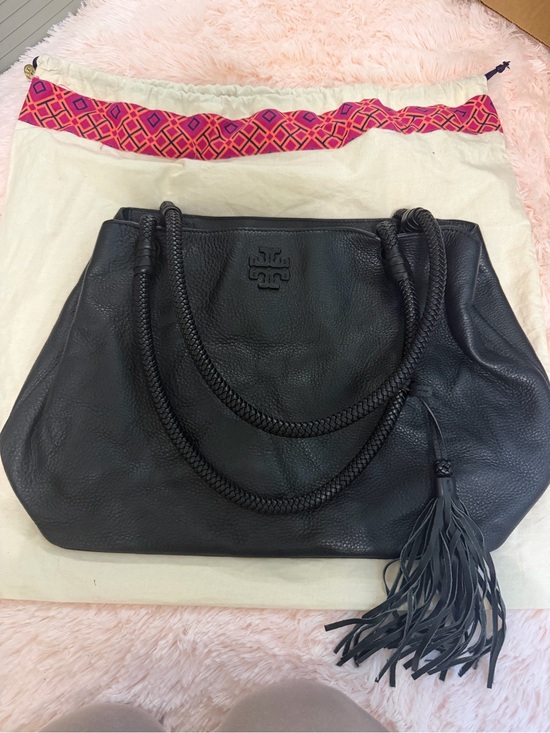 Tory Burch Handbags - 💗Tory Burch Black Leather Tote with Braided Handles